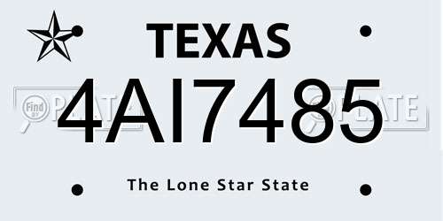 4AI7485 Texas License Plate