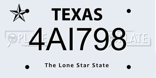 4AI798 Texas License Plate