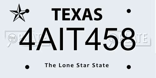 4AIT458 Texas License Plate