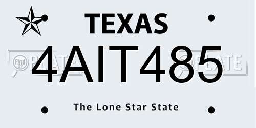 4AIT485 Texas License Plate