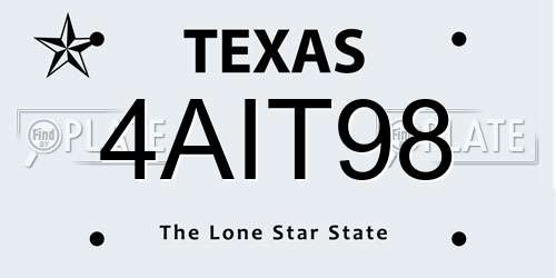 4AIT98 Texas License Plate