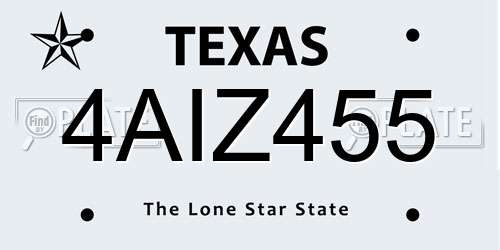 4AIZ455 Texas License Plate