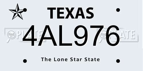 4AL976 Texas License Plate