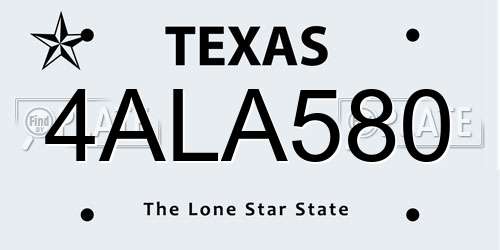 4ALA580 Texas License Plate