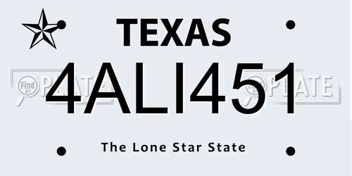 4ALI451 Texas License Plate