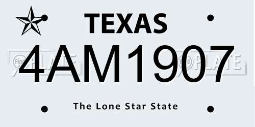 4AM1907 Texas License Plate