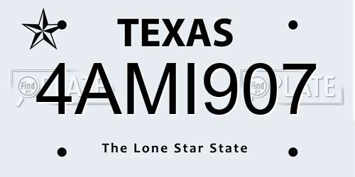 4AMI907 Texas License Plate