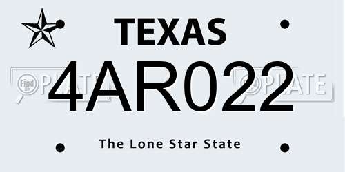 4AR022 Texas License Plate