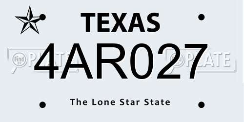 4AR027 Texas License Plate