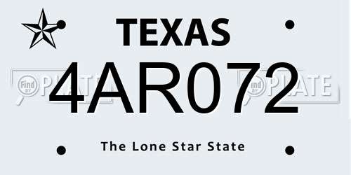 4AR072 Texas License Plate