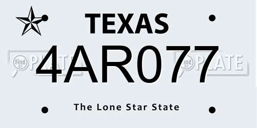 4AR077 Texas License Plate