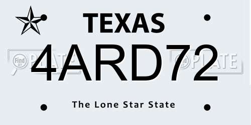 4ARD72 Texas License Plate