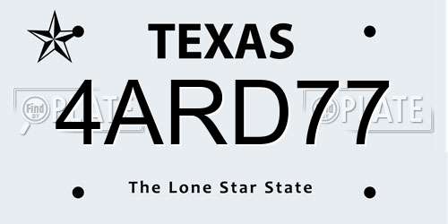 4ARD77 Texas License Plate