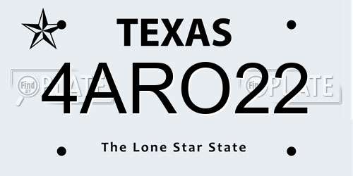 4ARO22 Texas License Plate