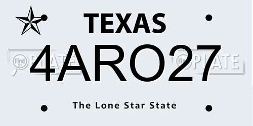4ARO27 Texas License Plate