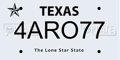4ARO77 Texas License Plate