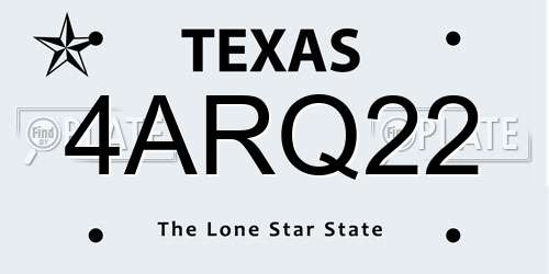 4ARQ22 Texas License Plate