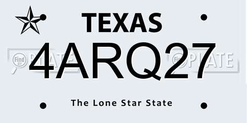 4ARQ27 Texas License Plate