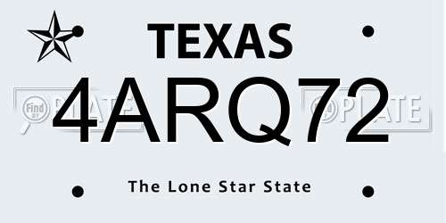 4ARQ72 Texas License Plate