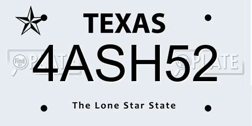 4ASH52 Texas License Plate