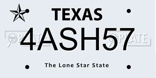 4ASH57 Texas License Plate