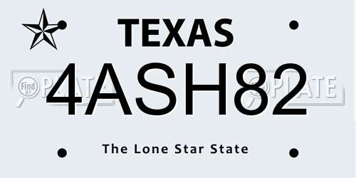 4ASH82 Texas License Plate