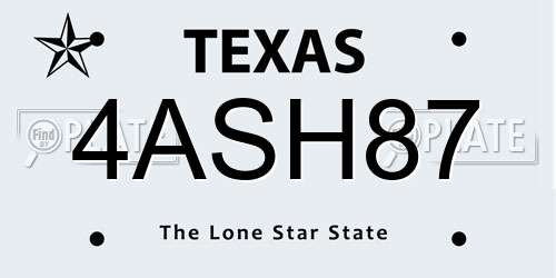 4ASH87 Texas License Plate