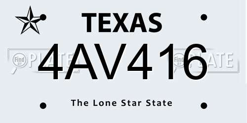 4AV416 Texas License Plate