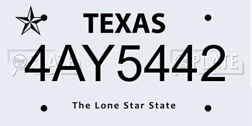 4AY5442 Texas License Plate