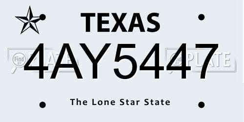 4AY5447 Texas License Plate