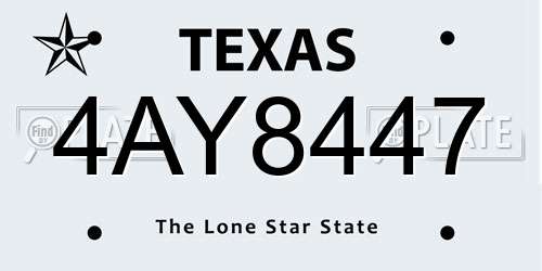 4AY8447 Texas License Plate