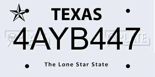 4AYB447 Texas License Plate