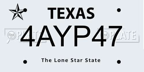 4AYP47 Texas License Plate