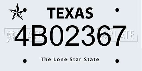 4B02367 Texas License Plate