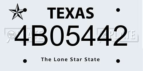 4B05442 Texas License Plate