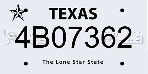 4B07362 Texas License Plate