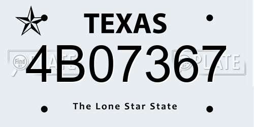 4B07367 Texas License Plate