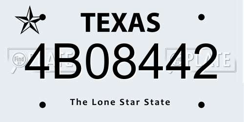 4B08442 Texas License Plate
