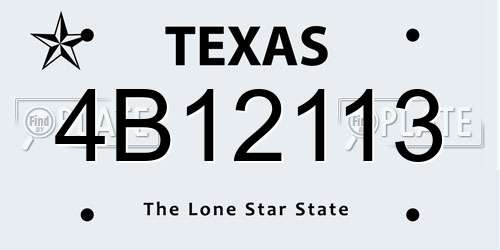 4B12113 Texas License Plate