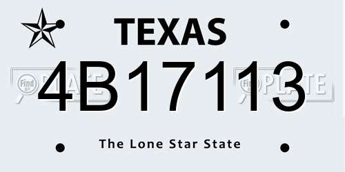 4B17113 Texas License Plate