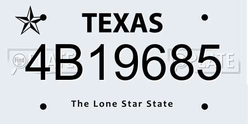 4B19685 Texas License Plate
