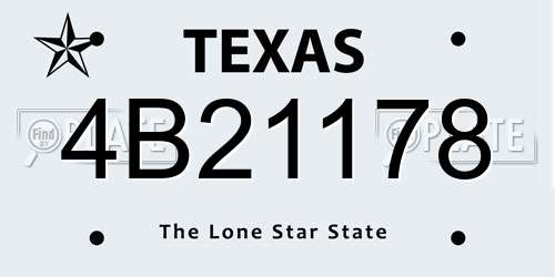 4B21178 Texas License Plate