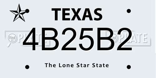 4B25B2 Texas License Plate
