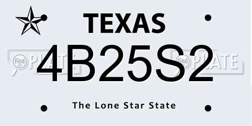 4B25S2 Texas License Plate