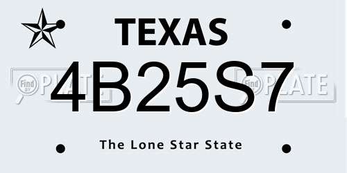 4B25S7 Texas License Plate
