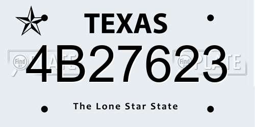 4B27623 Texas License Plate