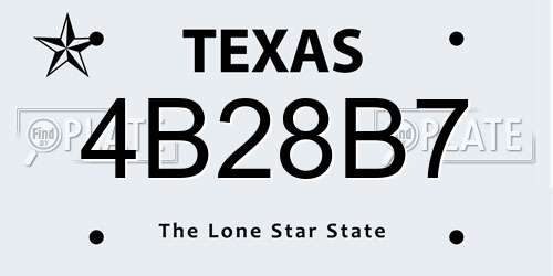 4B28B7 Texas License Plate