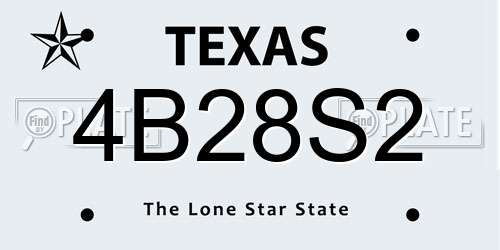 4B28S2 Texas License Plate