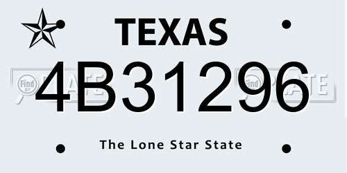 4B31296 Texas License Plate