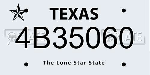 4B35060 Texas License Plate